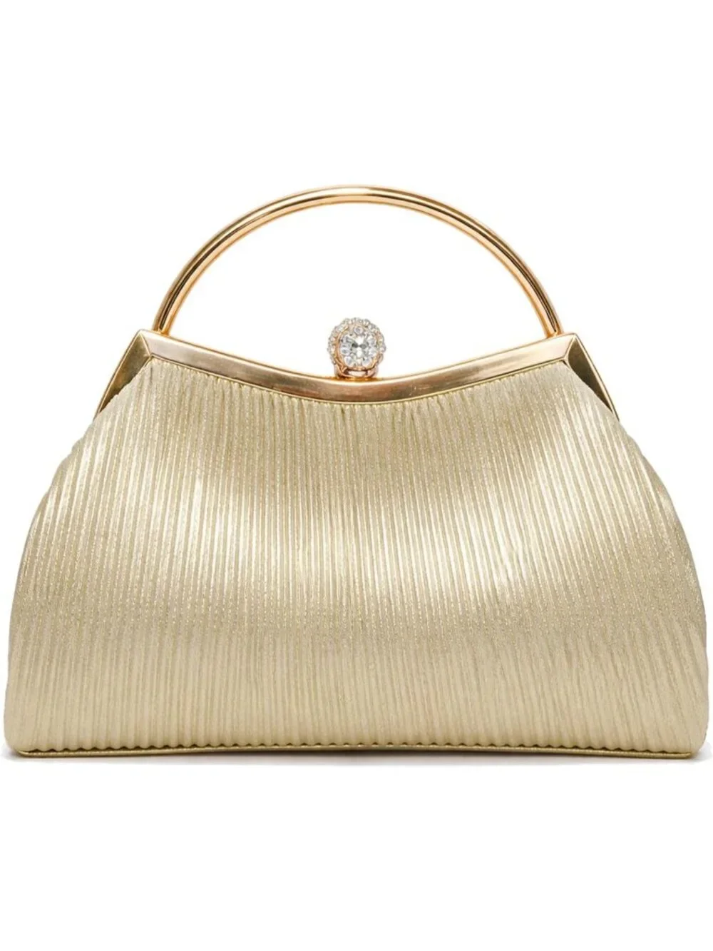 👜 Women's Gold Small Prom Evening Bag Wedding Sparkly Clutch Purse with Chain